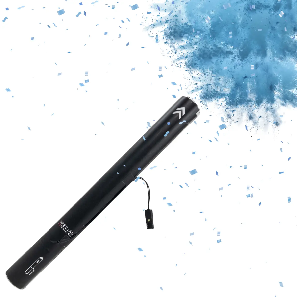 Gender Reveal 19″ Blue Powder and Confetti Electric Cannon | Rental Gender Reveal 19″ Blue Powder and Confetti Electric Cannon | Rental