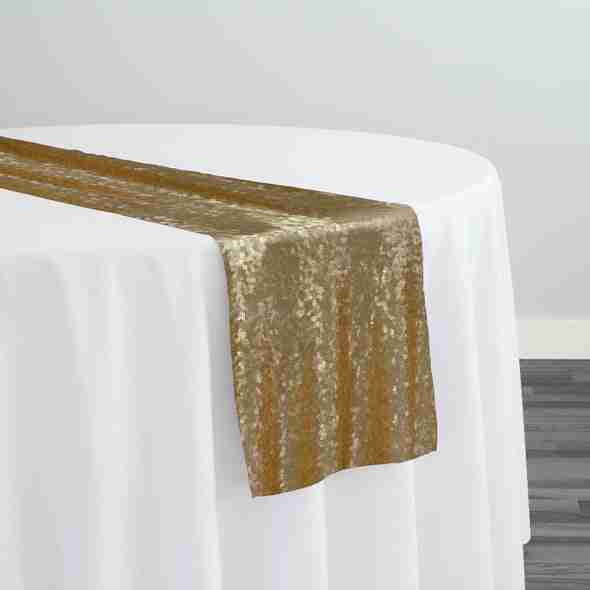 Glitz Sequins Table Runner in Antique Gold | Rental