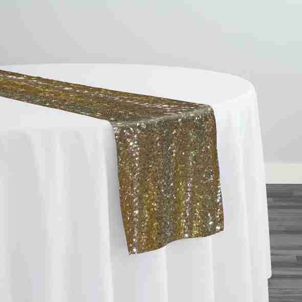 Glitz Sequins Table Runner in Gold 18K | Rental