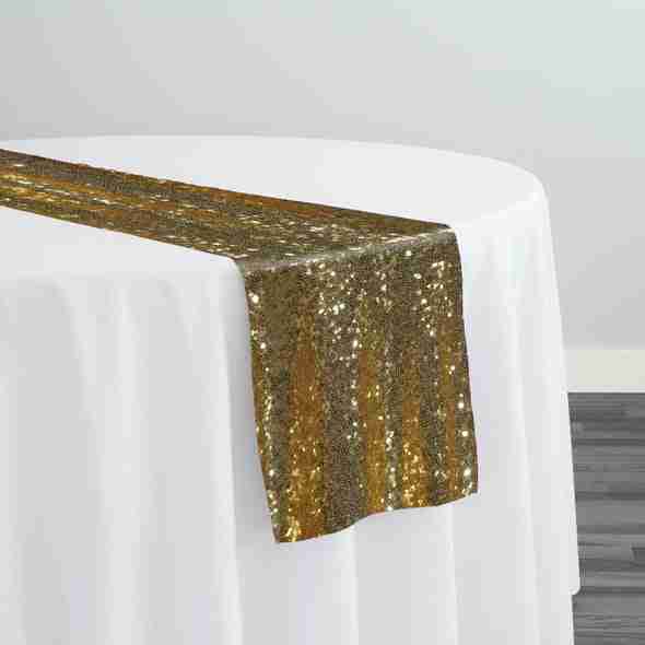 Glitz Sequins Table Runner in Gold 24K | Rental