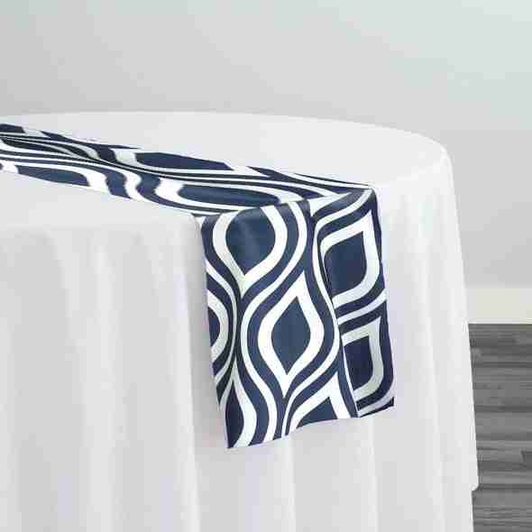 Groovy Print (Lamour) Table Runner in Navy | Rental
