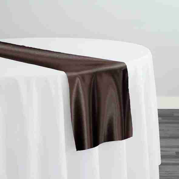 Lamour (Dull) Satin Table Runner in Brown 1266 | Rental