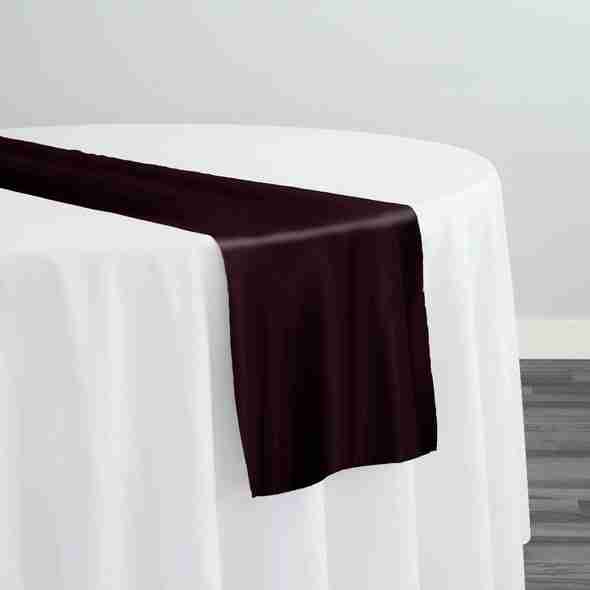 Lamour (Dull) Satin Table Runner in Eggplant 1289 | Rental