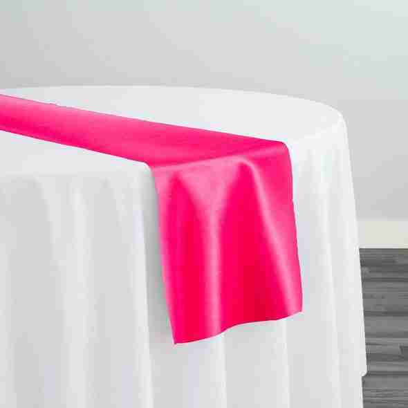 Lamour (Dull) Satin Table Runner in Fuchsia 1195 | Rental