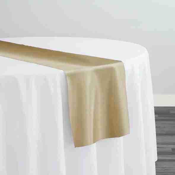 Lamour (Dull) Satin Table Runner in Gold 1325 | Rental