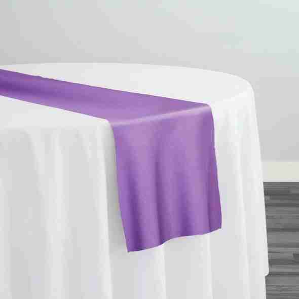 Lamour (Dull) Satin Table Runner in Lilac 1172 | Rental