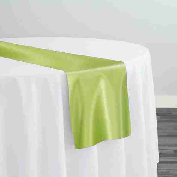 Lamour (Dull) Satin Table Runner in Lime 1296 | Rental
