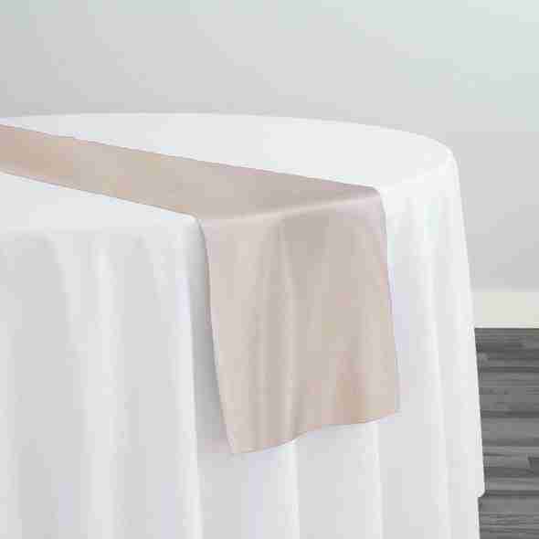 Lamour (Dull) Satin Table Runner in LT Champagne 1441 | Rental