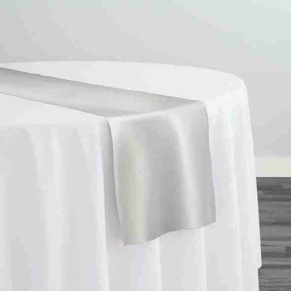 Lamour (Dull) Satin Table Runner in Off White 1105 | Rental