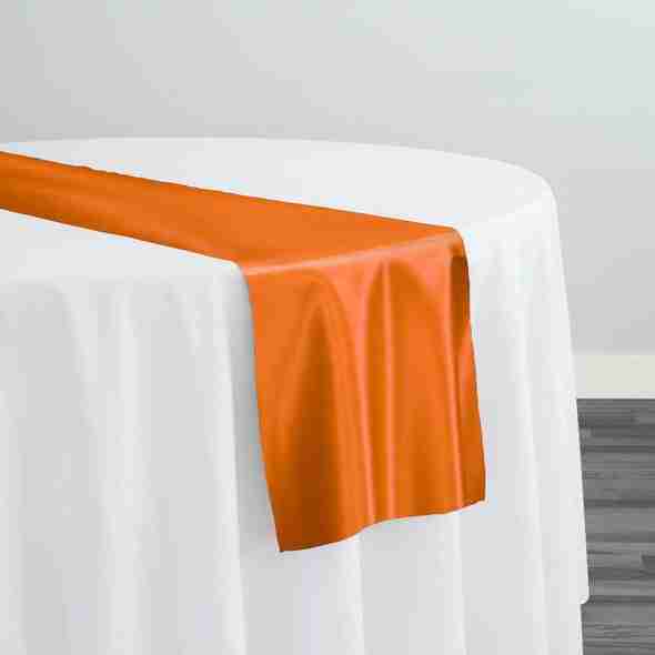 Lamour (Dull) Satin Table Runner in Orange 1405 | Rental