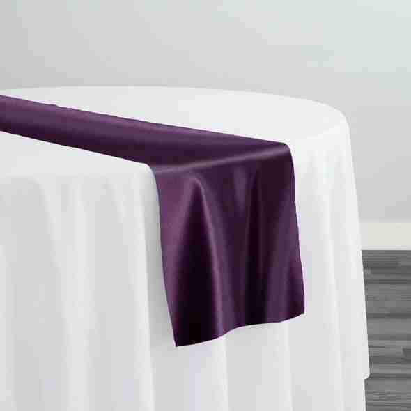 Lamour (Dull) Satin Table Runner in Purple D 9686 | Rental