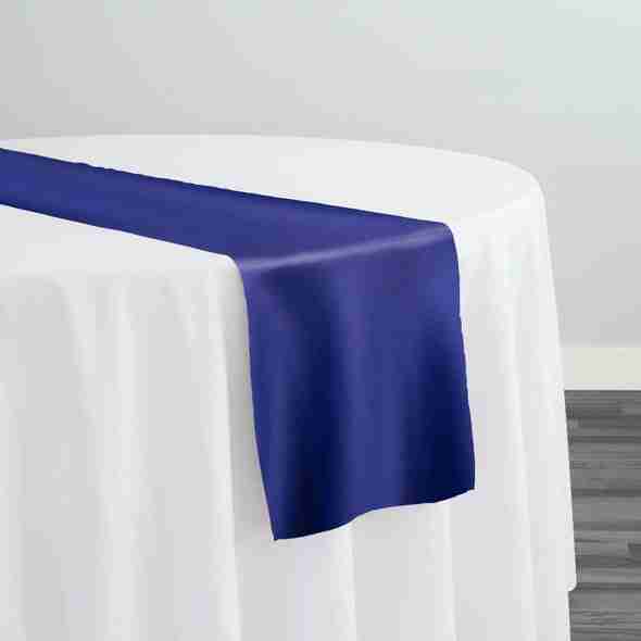 Lamour (Dull) Satin Table Runner in Royal 1147 | Rental