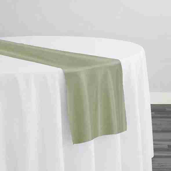 Lamour (Dull) Satin Table Runner in Sage 1154 | Rental