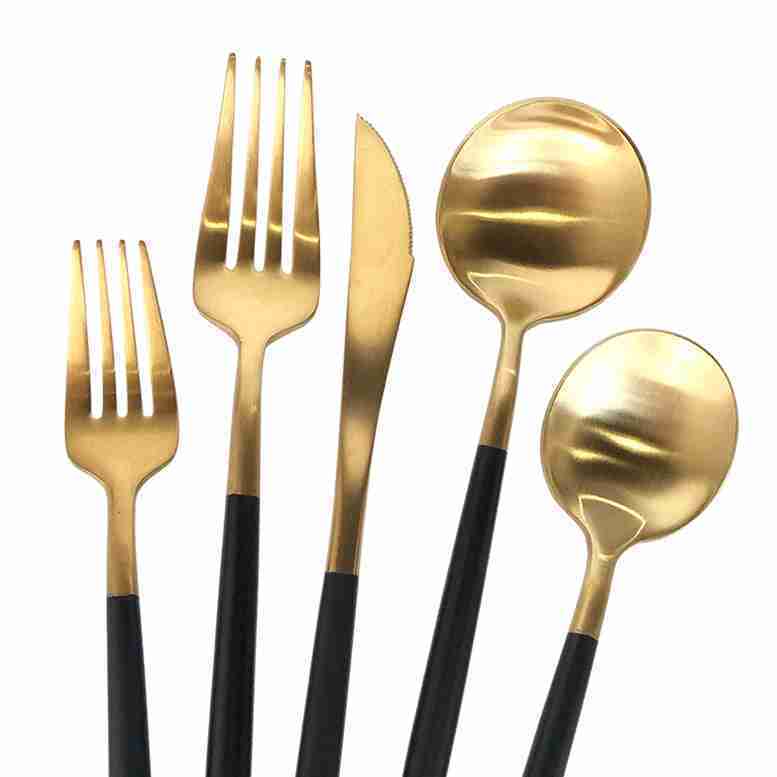 Luna Modero Flatware/Cutlery in Gold/Black | Rental