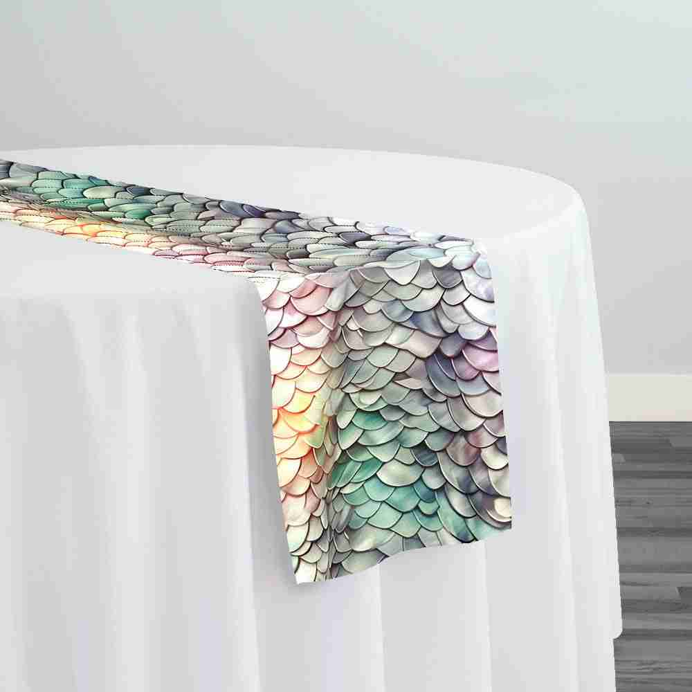 Mermaid (Poly Print) Table Runner in Pearl | Rental