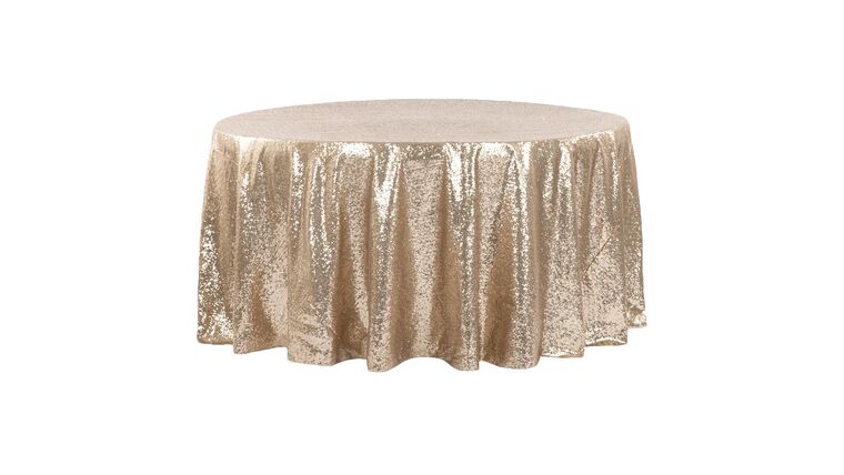 Glitz Sequins 120″ Round Tablecloth – Champagne | Rental
