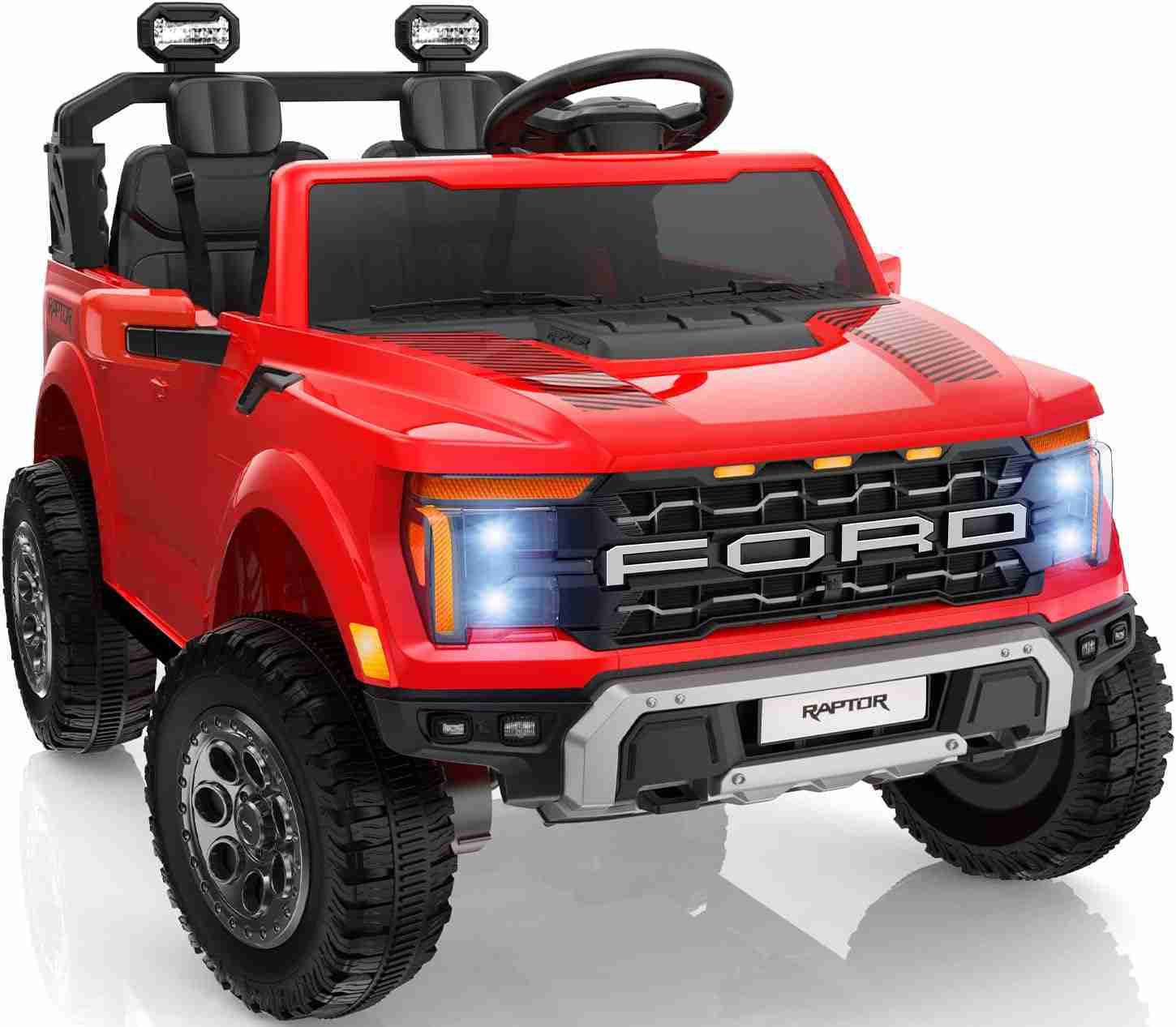 First Ride On 24V 2 Seater Ride on Toys for Kids, Licensed Ford F-150 Raptor Kids Electric Vehicles w/Remote Control, Power Pedal and Durable Wheels, LED Lights, Bluetooth, Truck Bed Storage (Red) : Toys & Games | Rental