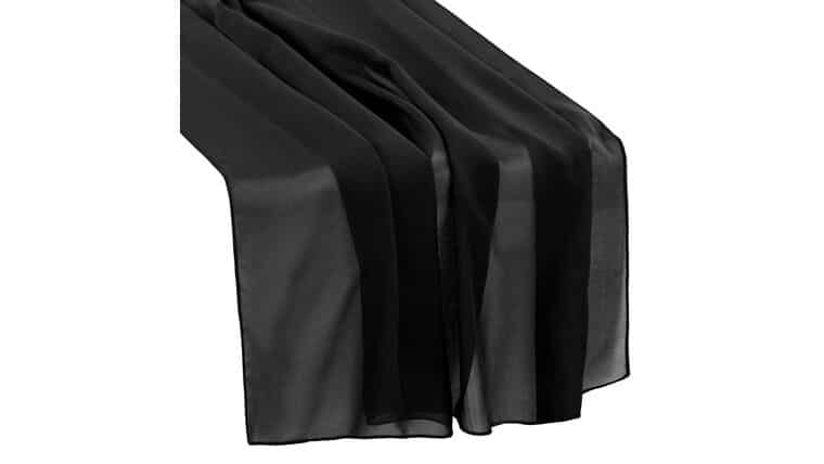 Chiffon Wedding Table Runner 27″x120″ – Black | Rental Chiffon Wedding Table Runner 27″x120″ – Black | Rental