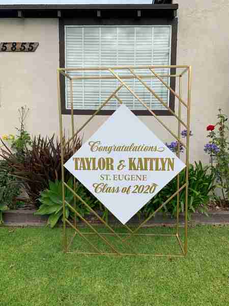Gold Welcome Stand With Custom Signage | Rental Gold Welcome Stand With Custom Signage | Rental
