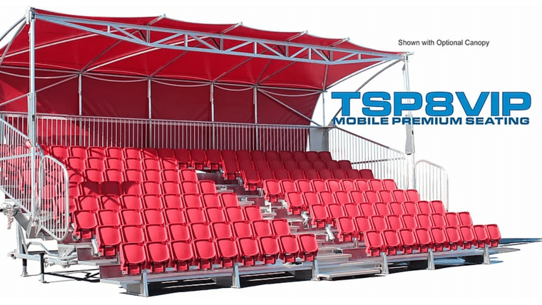 Bleacher – TSPVIP8-32 Mobile Grandstand Premium Seating Trailer (Seats 147*) | Rental Bleacher – TSPVIP8-32 Mobile Grandstand Premium Seating Trailer (Seats 147*) | Rental