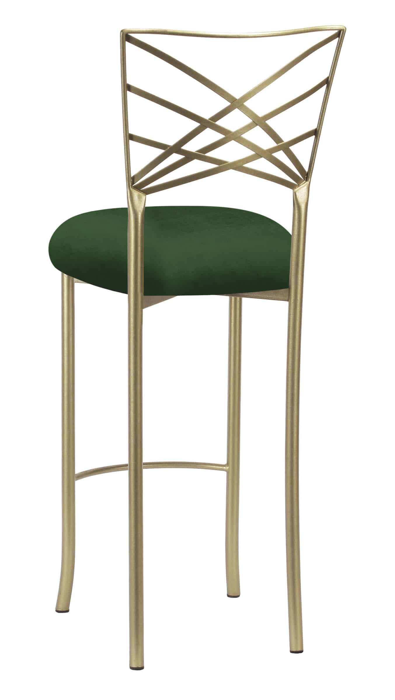 Gold Fanfare Barstool with Green Velvet Cushion – Chameleon Chair Collection | Rental Gold Fanfare Barstool with Green Velvet Cushion – Chameleon Chair Collection | Rental