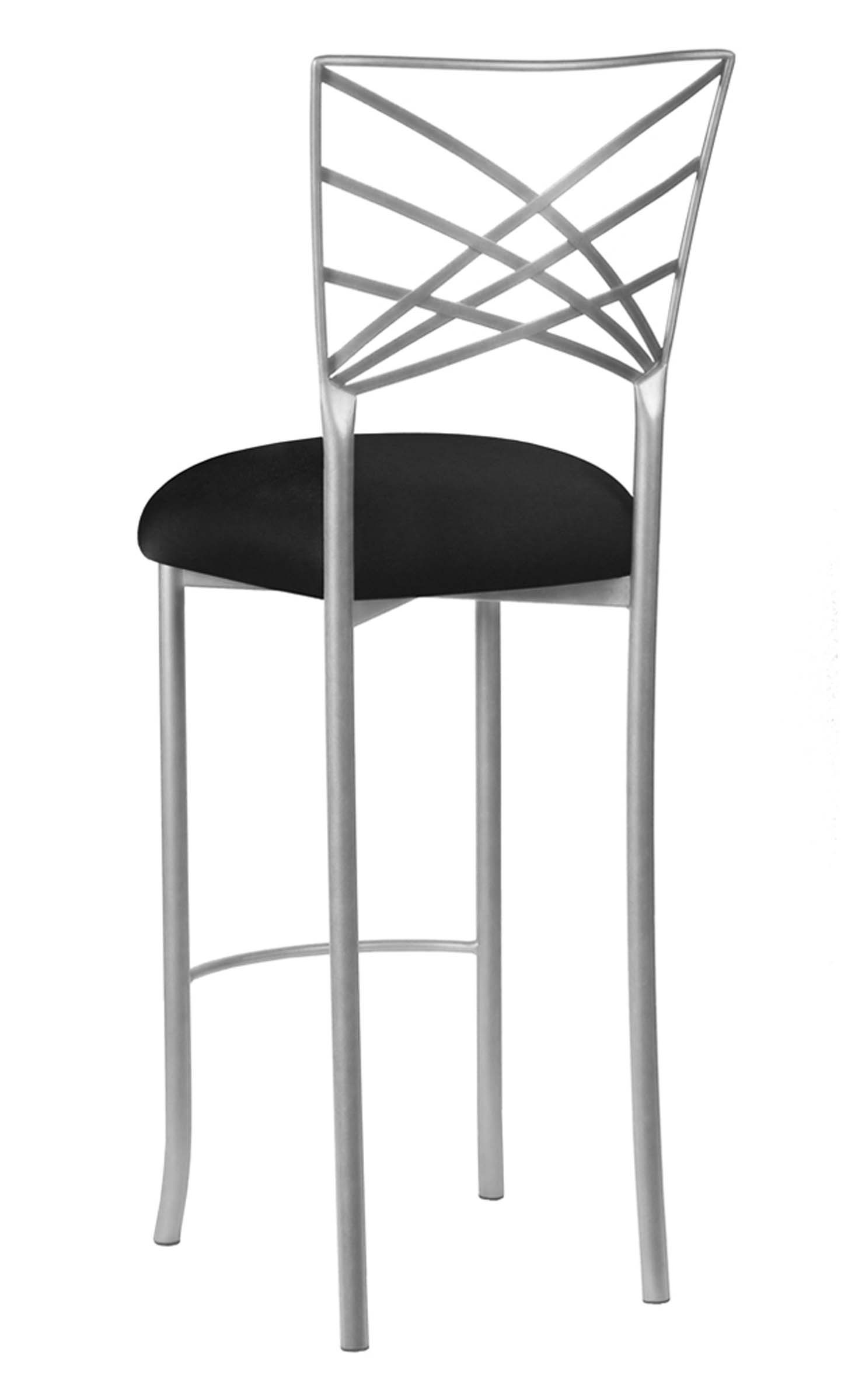 Silver Fanfare Barstool with Black Stretch Knit Cushion – Chameleon Chair Collection | Rental