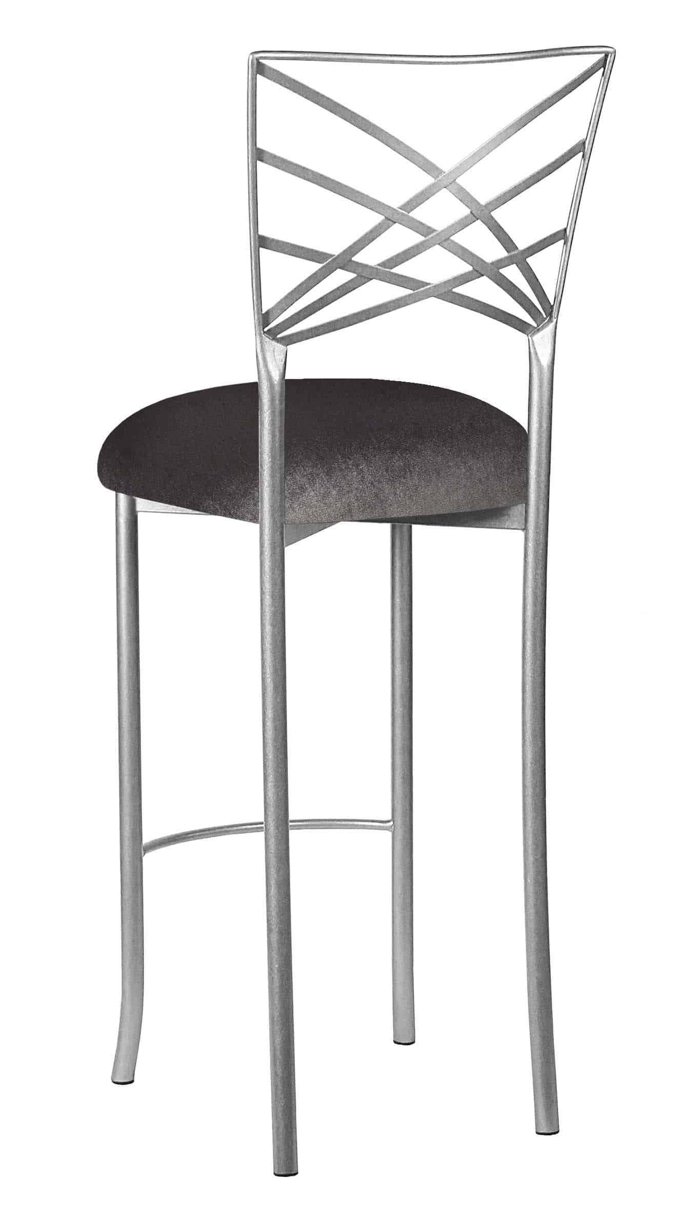 Silver Fanfare Barstool with Charcoal Velvet Cushion – Chameleon Chair Collection | Rental