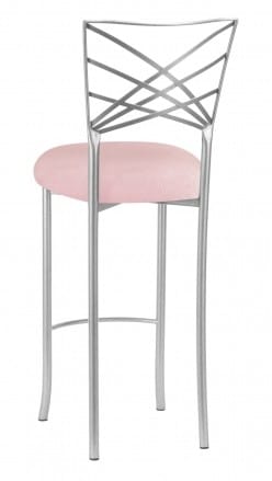 Silver Fanfare Barstool with Pink Sparkle Velvet – Chameleon Chair Collection | Rental