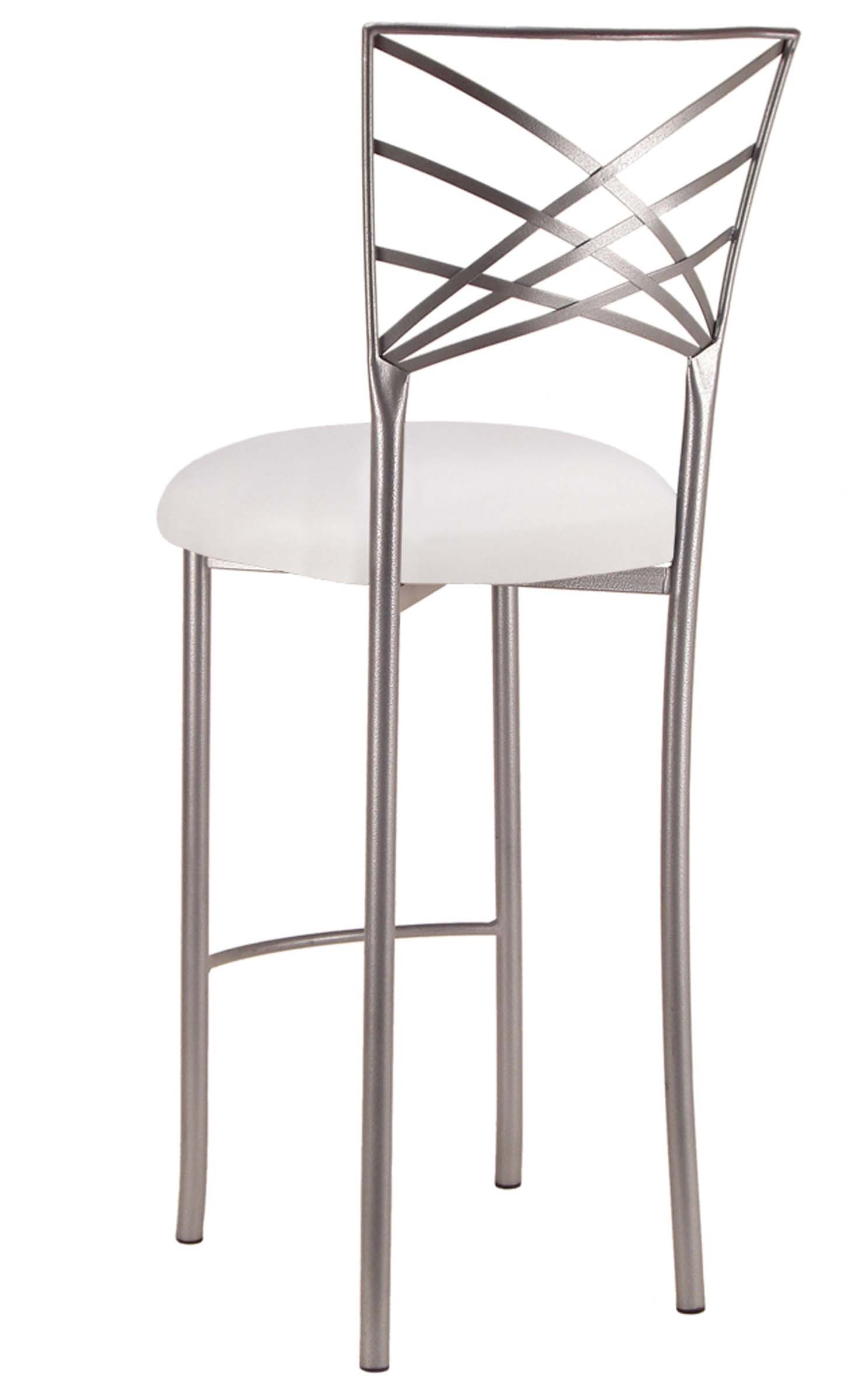 Silver Fanfare Barstool with White Stretch Knit Cushion – Chameleon Chair Collection | Rental