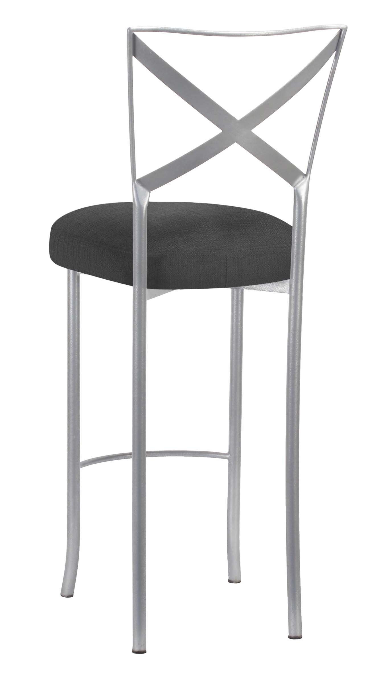 Silver Simply X Barstool with Charcoal Linette Boxed Cushion – Chameleon Chair Collection | Rental