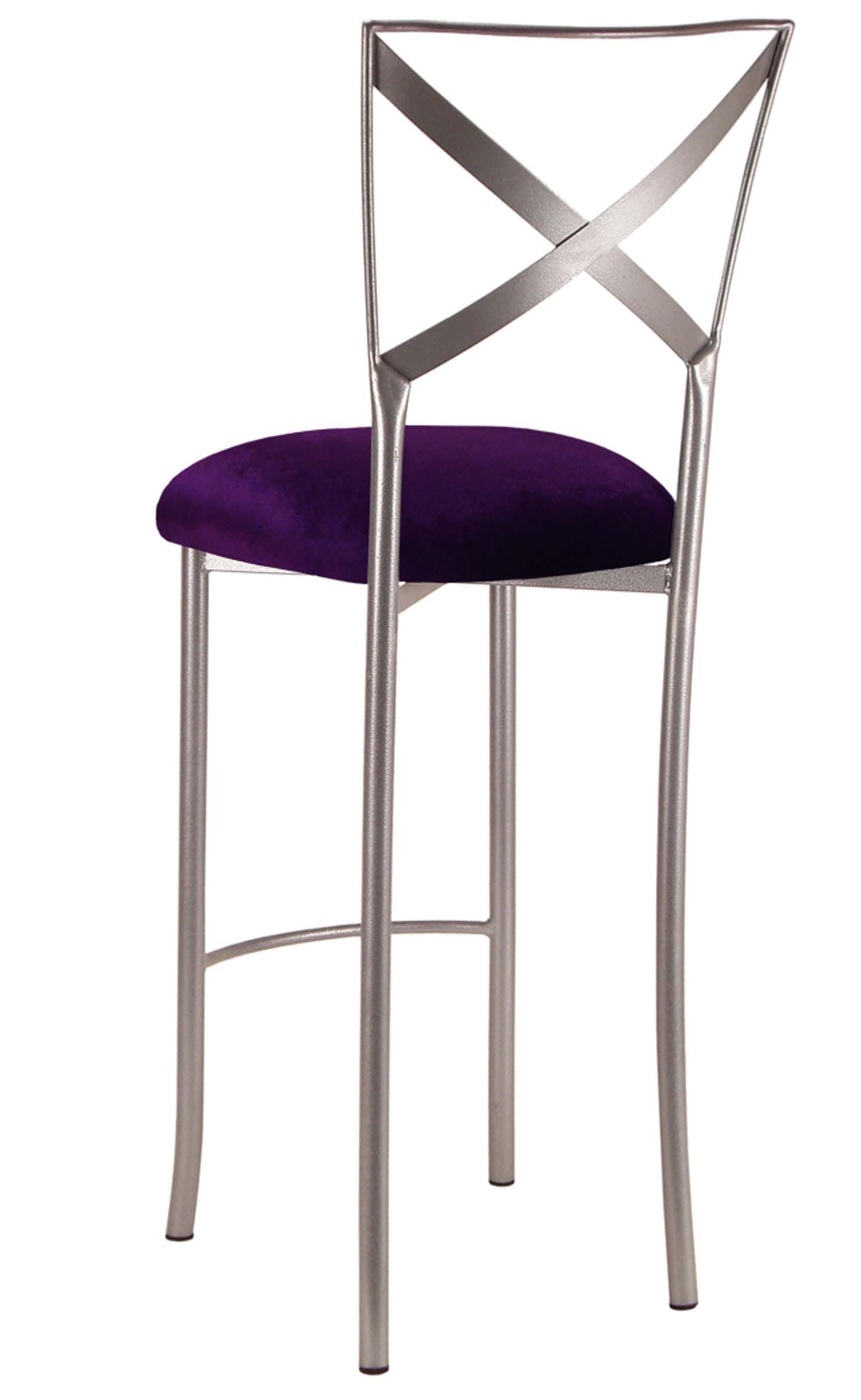 Simply X Barstool with Deep Purple Velvet Cushion – Chameleon Chair Collection | Rental Simply X Barstool with Deep Purple Velvet Cushion – Chameleon Chair Collection | Rental