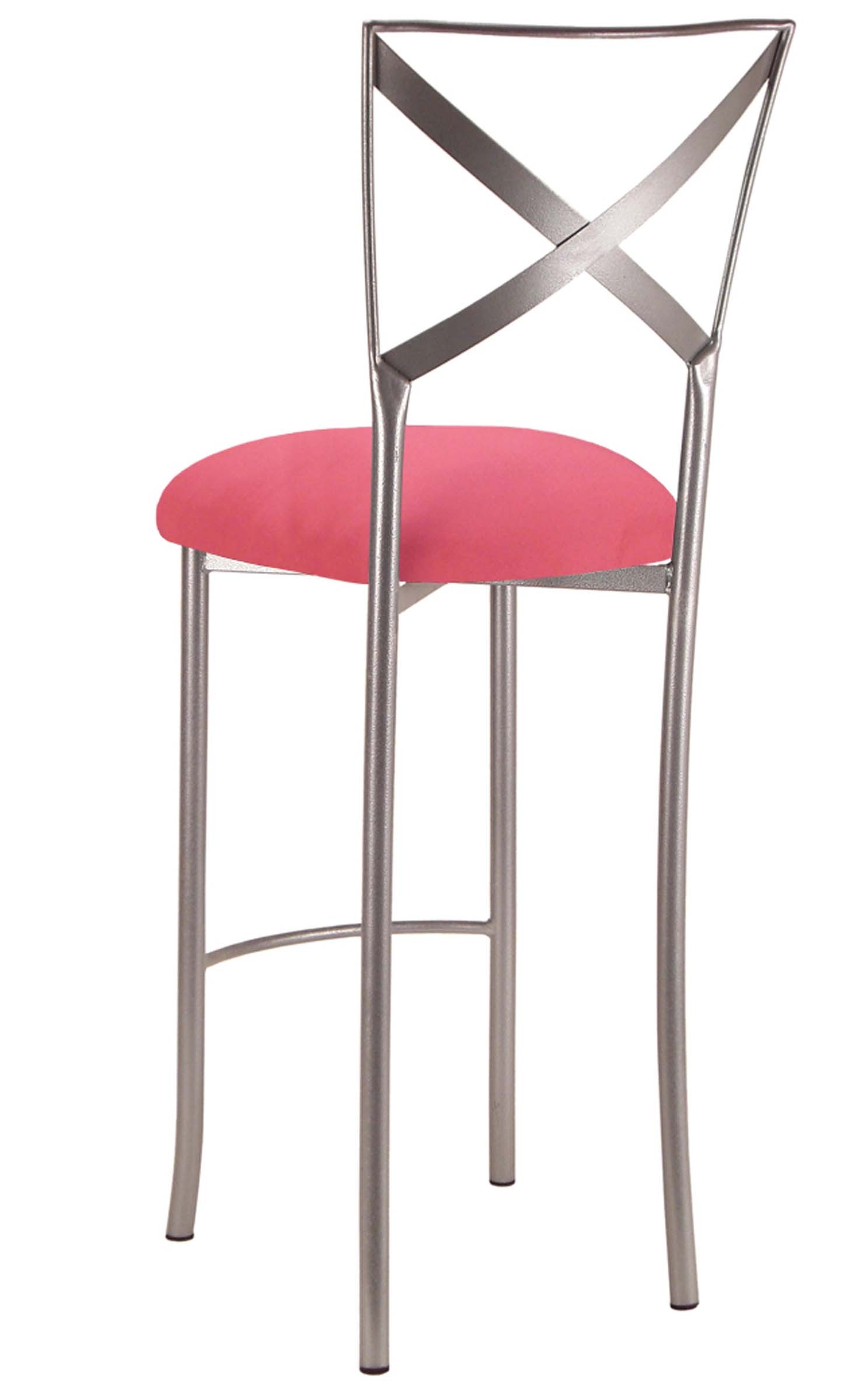 Simply X Barstool with Raspberry Suede Cushion – Chameleon Chair Collection | Rental