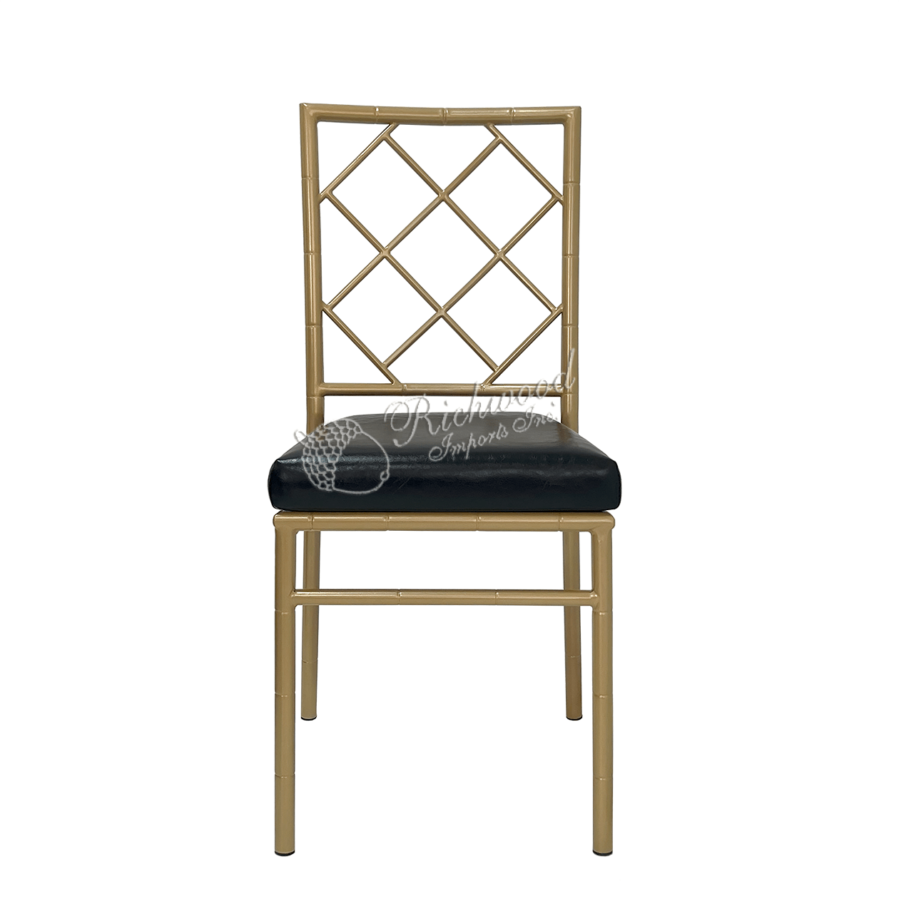 H&H CHAIR – H&H Banquet Metal Chair, Gold W/ Black Velvet | Rental