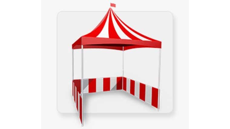 Package – 8′ x 8′ – High Peak Tent Package | Red and White | Rental