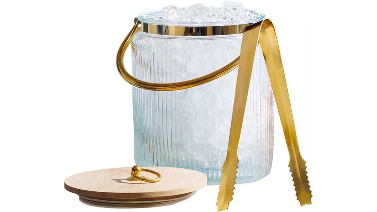 Glass Ice Bucket with Airtight Lid, Ice Tong Scooper and Handle – 3L Ribbed Beverage Tub Cocktail Home Bar Accessories, Wine, Beer – Chiller for Parties, Champagne Drink Tub Cooler with Hinged Handles | Rental Glass Ice Bucket with Airtight Lid, Ice Tong Scooper and Handle – 3L Ribbed Beverage Tub Cocktail Home Bar Accessories, Wine, Beer – Chiller for Parties, Champagne Drink Tub Cooler with Hinged Handles | Rental