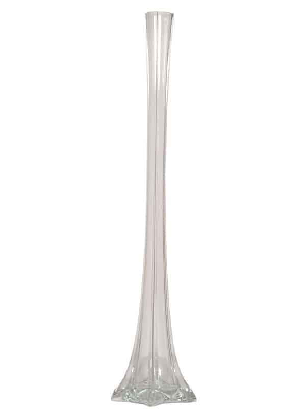 28″ White Glass Eiffel Tower Vase | Rental 28″ White Glass Eiffel Tower Vase | Rental