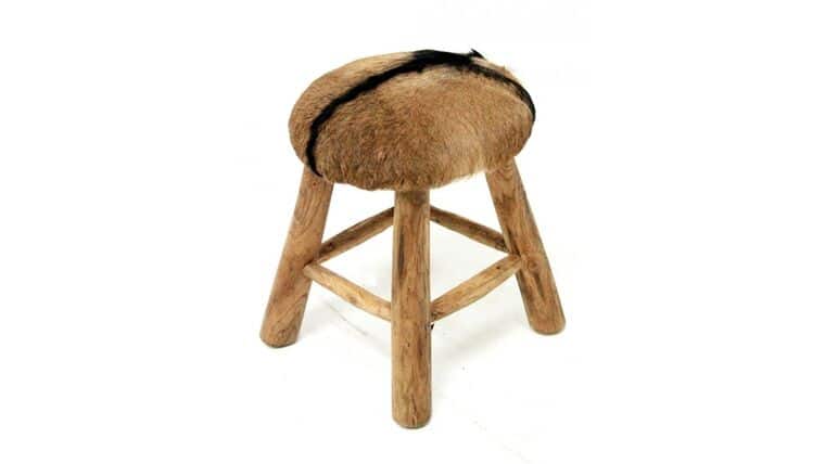 Rustic Goat Skin Stool – Small | Rental