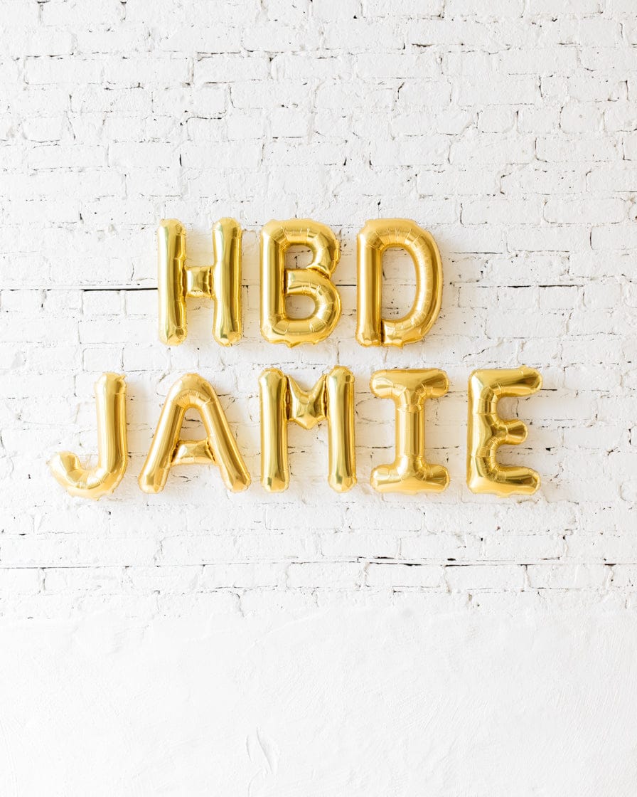 Office Birthday Party – 16in HBD NAME Foil Balloon Set | Rental