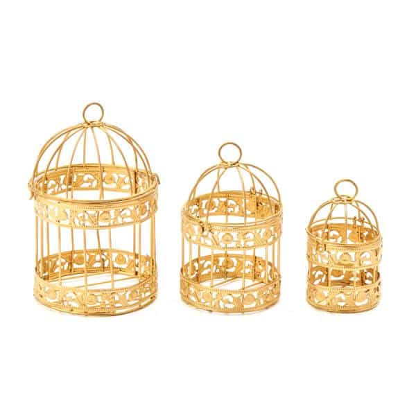 Decostar™ Metal Bird Cage – Sets of 3 – Gold | Rental