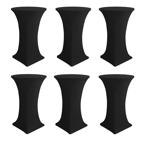 Enjoyidea Cocktail Table Covers-Spandex Round High Top Table Cloths 6 Pack 32×43 Inch-Black Stretch Fitted Bar Tall Tablecloth for Pub Bistro Highboy Party Event Banquet Height Fol | Rental Enjoyidea Cocktail Table Covers-Spandex Round High Top Table Cloths 6 Pack 32×43 Inch-Black Stretch Fitted Bar Tall Tablecloth for Pub Bistro Highboy Party Event Banquet Height Fol | Rental