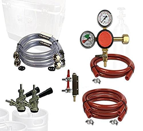 Coldbreak Jockey Box Dispensing Kit, 2 Tap, Includes: CO2 Regulator, 4′ Air Lines, Sankey ‘D’ Beer Couplers (SS Probe), 6′ Jockey Box Beverage Jumpers (SS Tailpieces), NO Tank, 3/8 | Rental