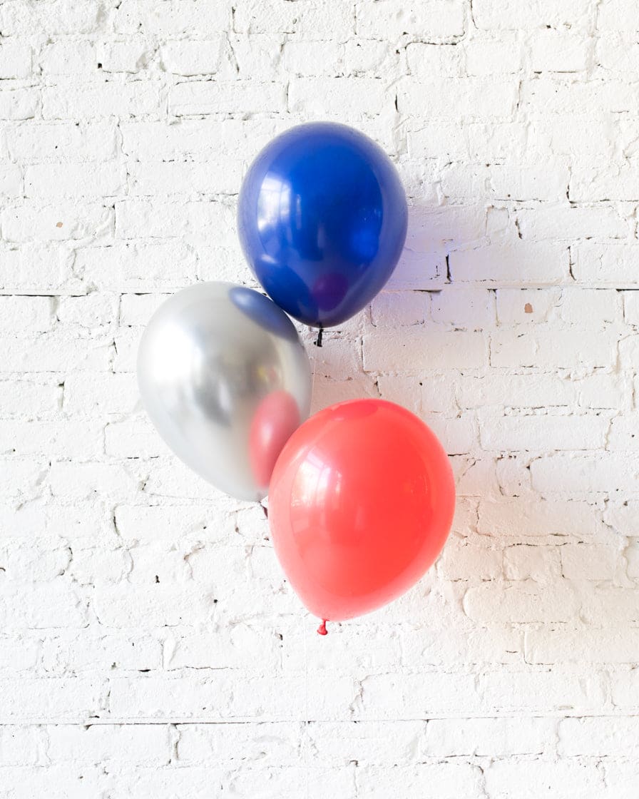 Red, Blue and Silver Palette 11in Balloons – bouquet of 3 | Rental