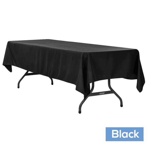 60″ x 120″ Rectangular 200 GSM Polyester Tablecloth – Black | Rental