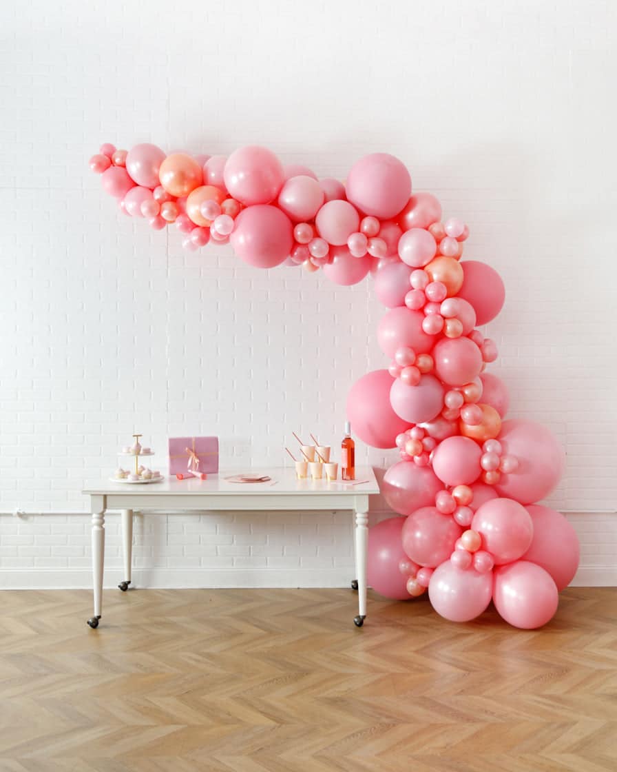 Rosé Bubbles – Balloon Garland Install Piece – 12ft | Rental Rosé Bubbles – Balloon Garland Install Piece – 12ft | Rental