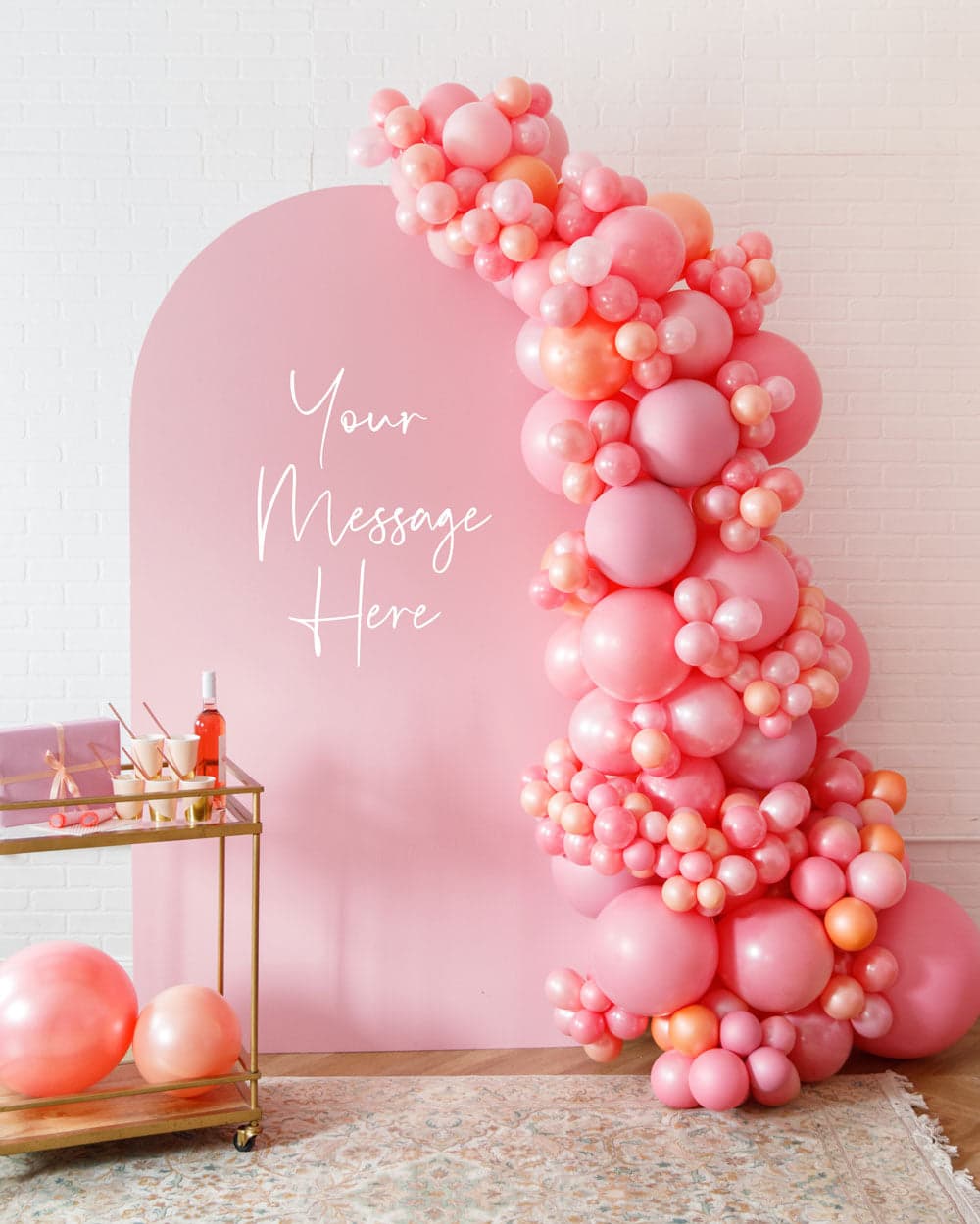 Rosé Bubbles – The Aadi Panel with Garland | Rental Rosé Bubbles – The Aadi Panel with Garland | Rental