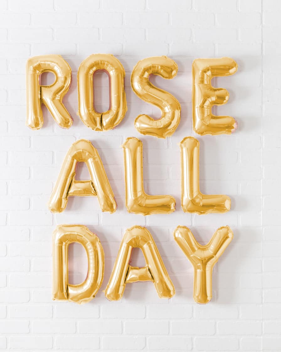 Rosé Bubbles – 16in Gold ROSE ALL DAY Foil Balloon Set | Rental Rosé Bubbles – 16in Gold ROSE ALL DAY Foil Balloon Set | Rental