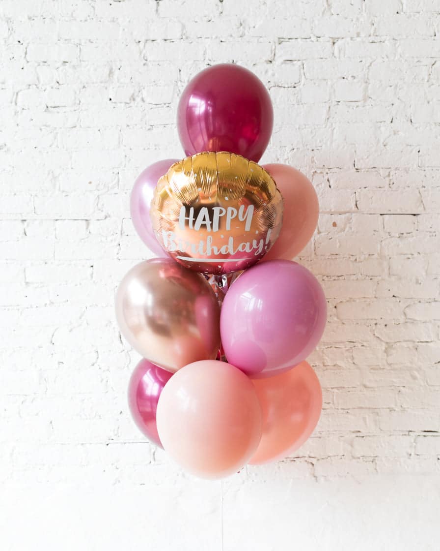 Berry Blush – Happy Birthday Foil and 11in Balloons – bouquet of 10 | Rental Berry Blush – Happy Birthday Foil and 11in Balloons – bouquet of 10 | Rental