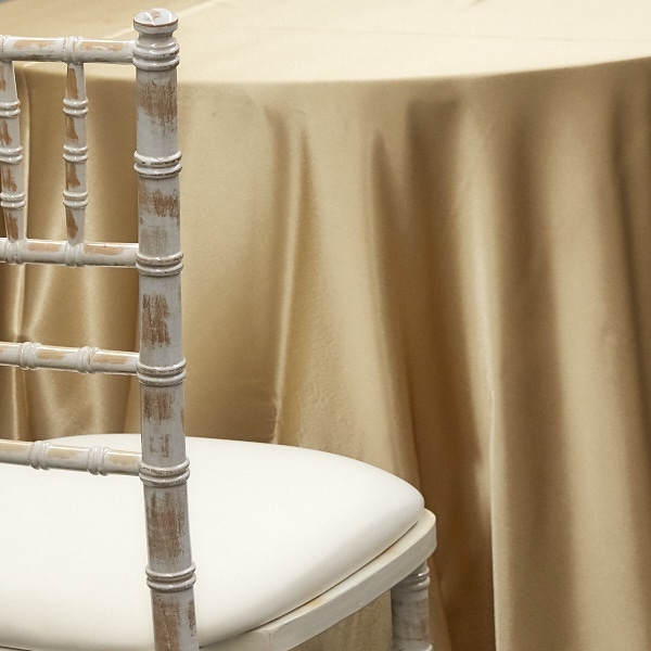 CHAMPAGNE – Deco Satin Tablecloth by Eastern Mills – Size Options | Rental