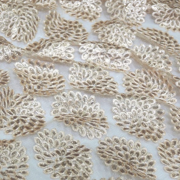 Dahlia Sequins Wholesale Fabric in Champagne | Rental Dahlia Sequins Wholesale Fabric in Champagne | Rental