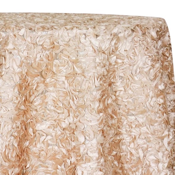 Curly Satin Table Linen In Champagne | Rental